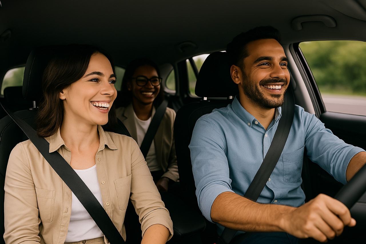 People carpooling together